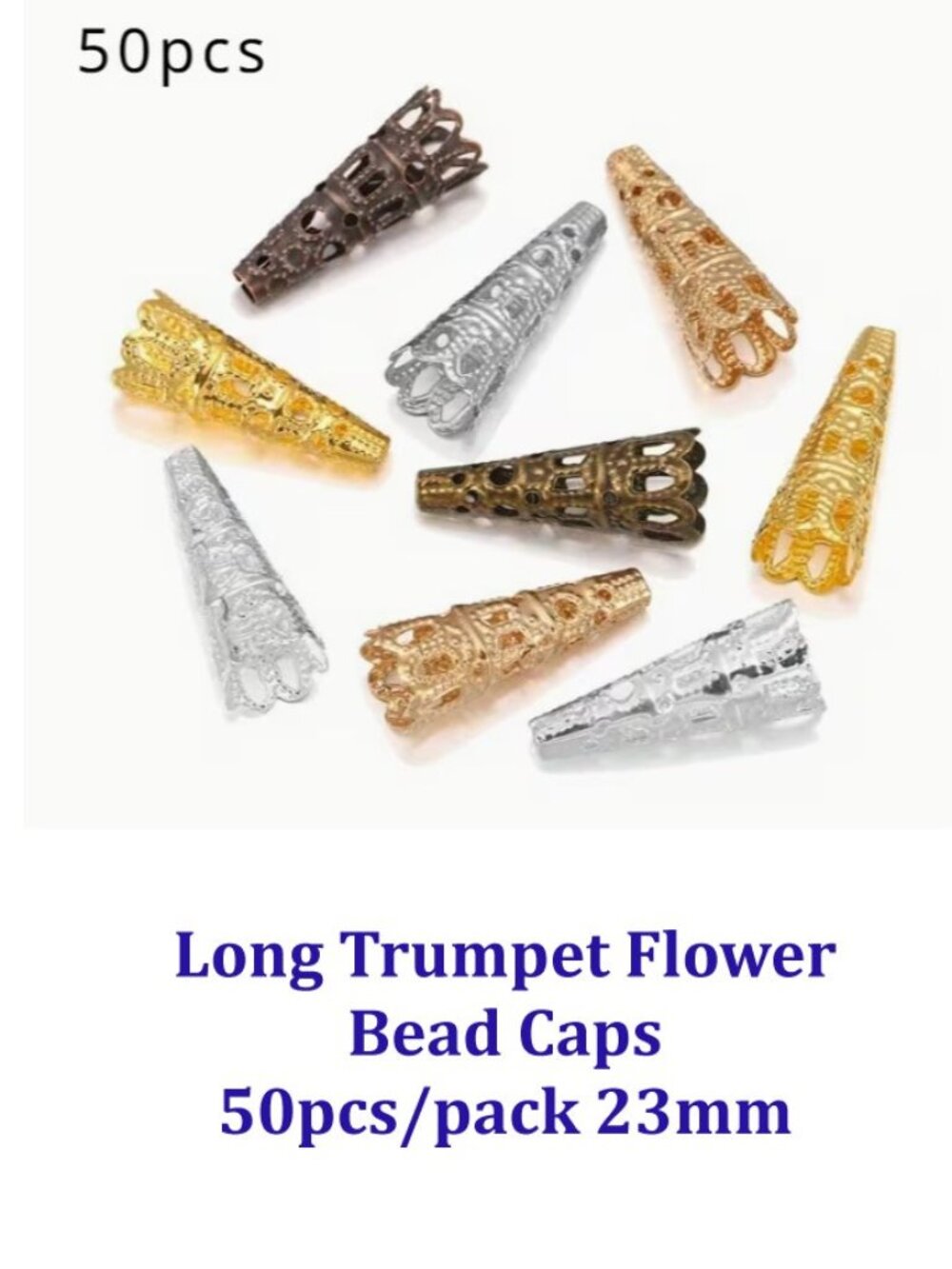 Long Trumpet Flower Bead Cap 50pcs/pack 23mm